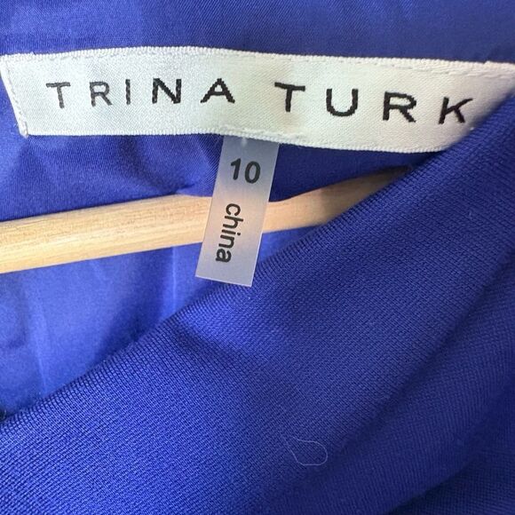 TRINA TURK Dress Womens Size 10 Indigo Blue Sheath Half Sleeve Career Office - Picture 6 of 7